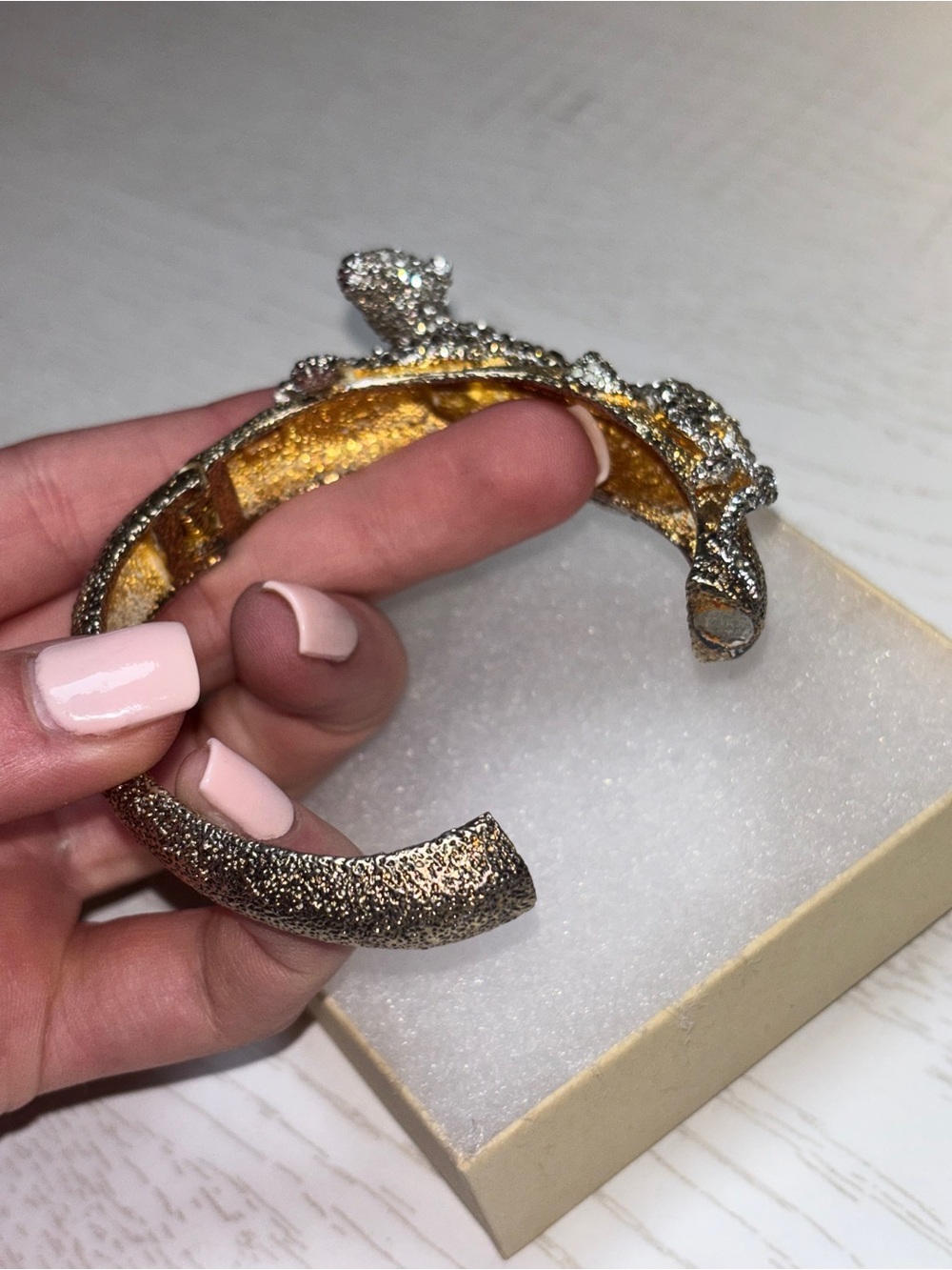 Alexis Bittar Gold and Silver Textured Bangle - Picture 6 of 6